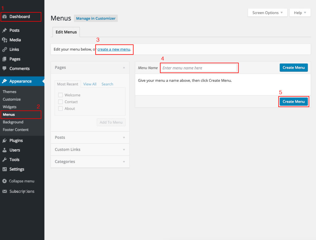 Wordpress Dashboard